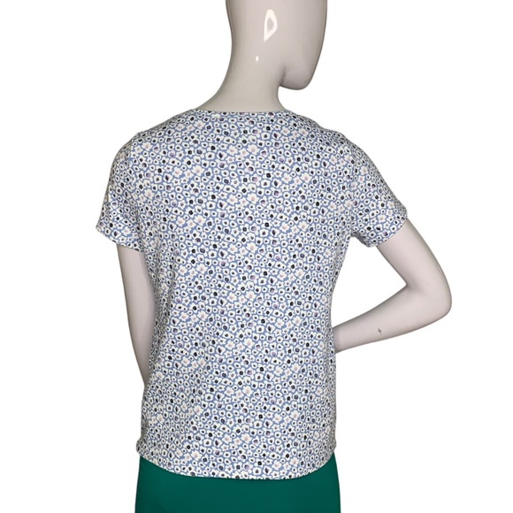 Karen Scott Blouse Dipsy Floral Print Short Sleeve Light Blue White Size S - Picture 4 of 9